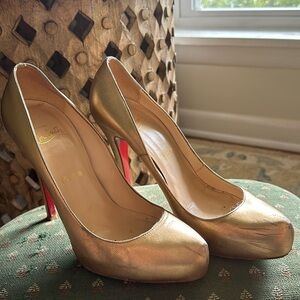 Christian Louboutin metallic brown leather breche pumps size 38 1/2